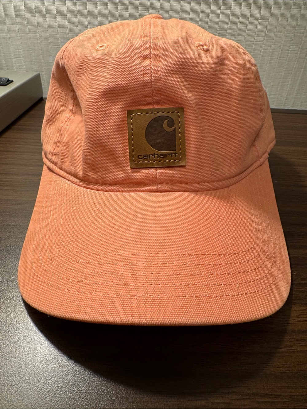 Carhartt Peach Cotton Baseball Cap with Leather Logo Patch